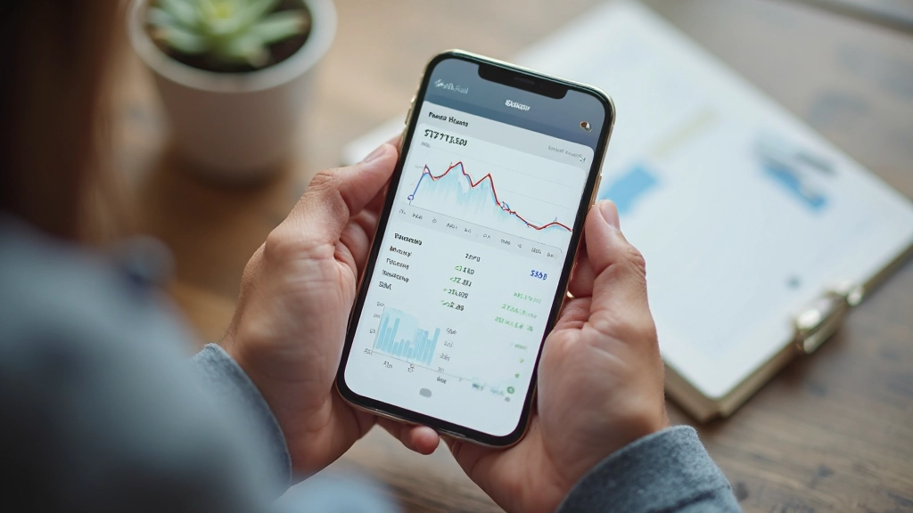 Экран смартфона с приложением для отслеживания расходов и финансовых данными