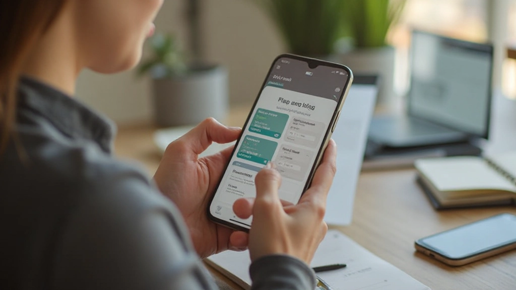 Смартфон с приложением для отслеживания расходов на экране