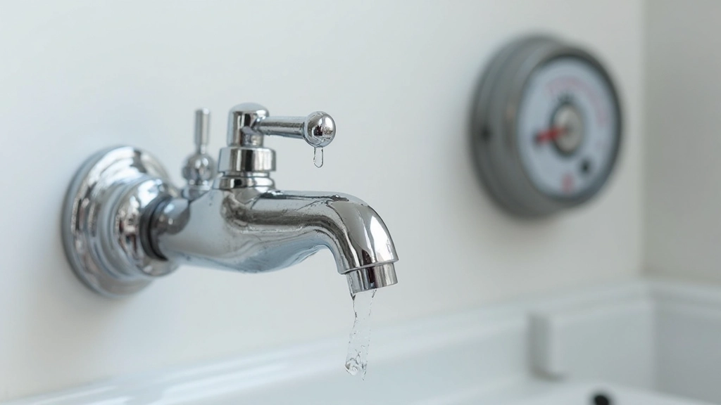 Кран с водой и счетчик расхода, изображение водопроводной системы