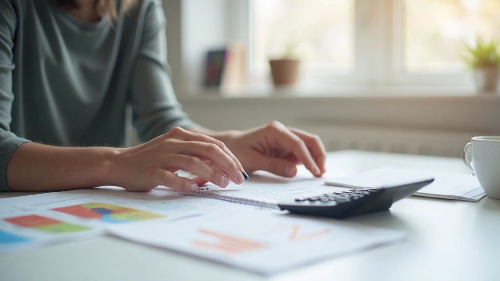 Современный интерьер квартиры с финансовыми документами, калькулятором и планшетом на столе